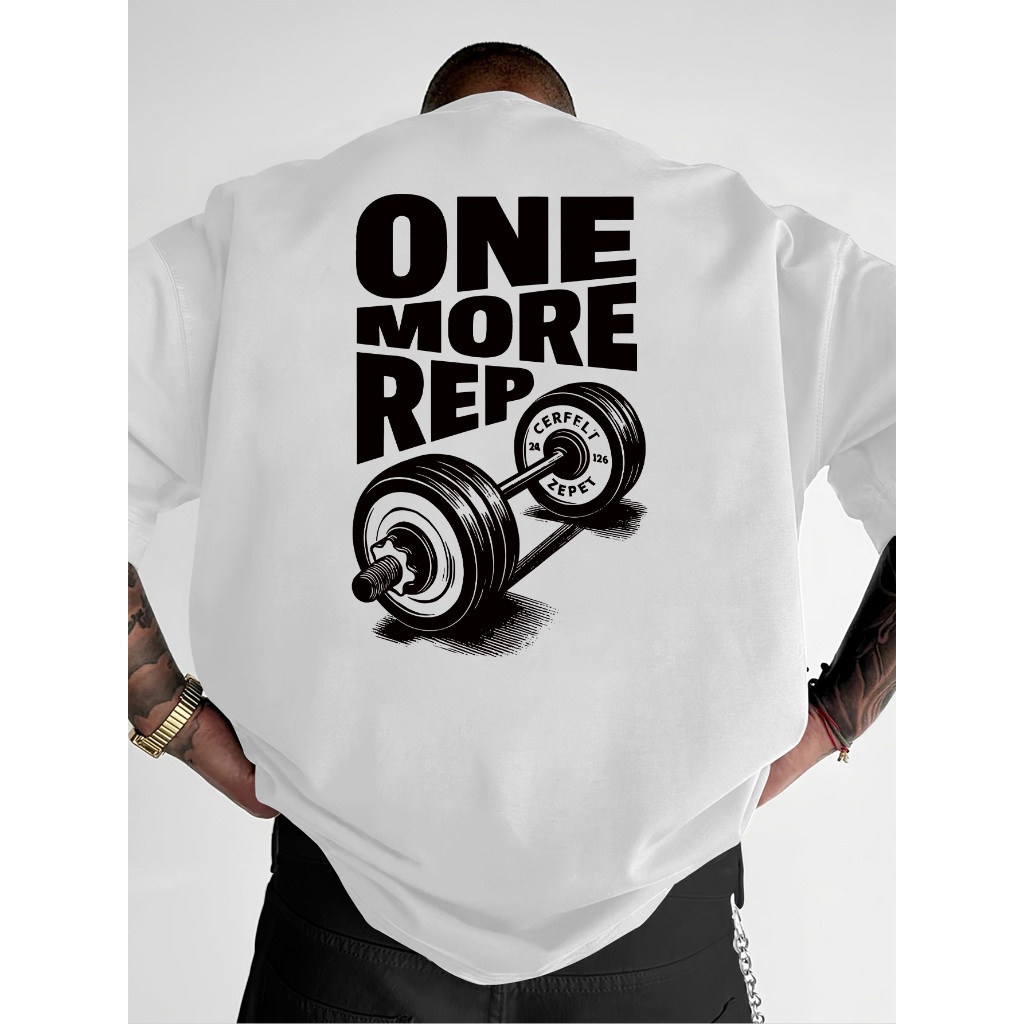 Camiseta Unissex 100% algodao Oversized One More Rep Estampa Haltere Fitness Treino para Academia envio rapido