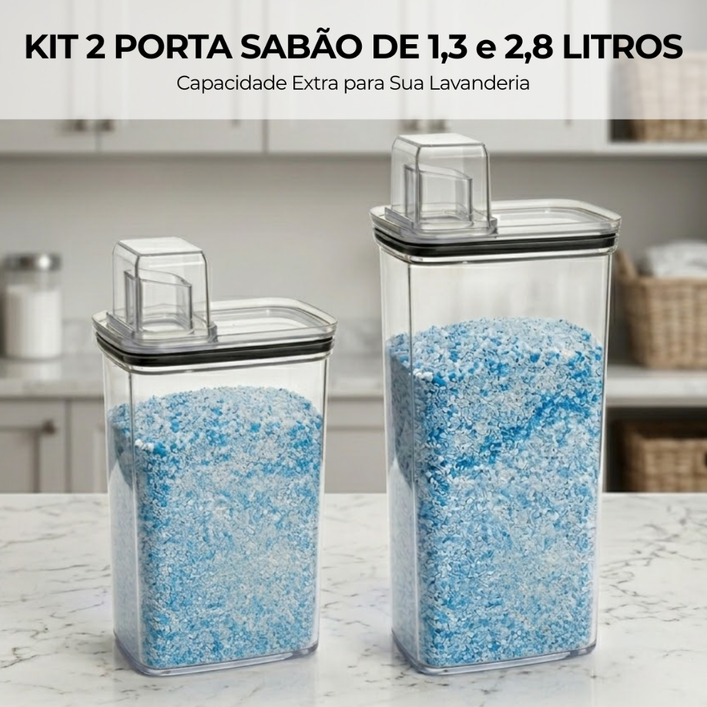 Kit Dispenser Organizador Lavanderia 2,8 litros + 1,3 Litros Acrílico Porta Sabão em Pó Amaciante em Oferta na Shopee
