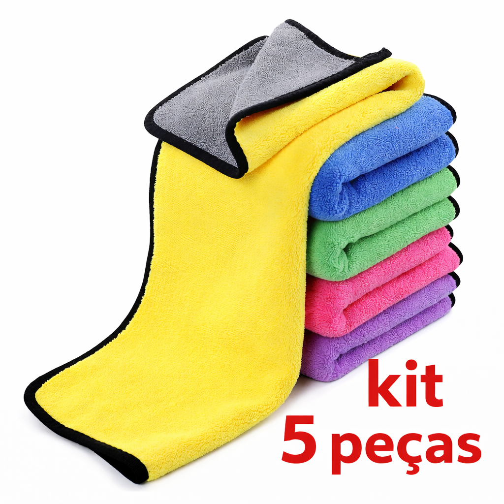Kit 05 Pano Flanela Microfibra Automotiva Premium Para Lavagem polimento de Carro em Oferta na Shopee