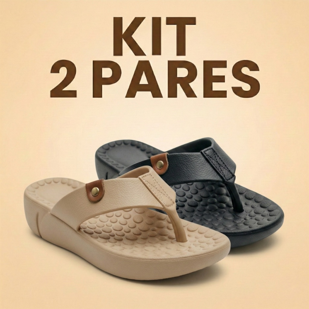 Kit 2 Pares Chinelo Ortopédico Feminino Sandalia Modar Confortavel Leve Macio Plataforma Massageador