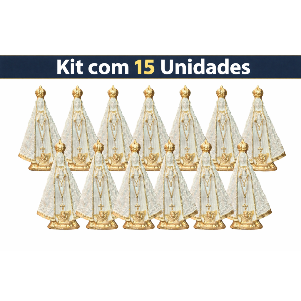 Kit 15 Imagens de Nossa Senhora Aparecida 14cm Rico em Detalhes Ideal para Presente Lembrancinha