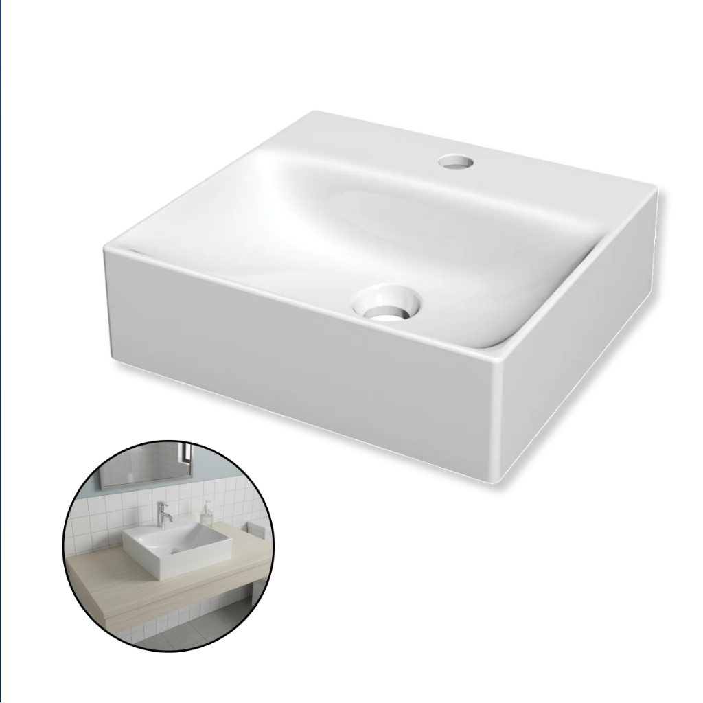 Cuba de Apoio Retangular Lorenzetti MS SA-01 Branca Banheiro Lavabo Sobrepor Luxo