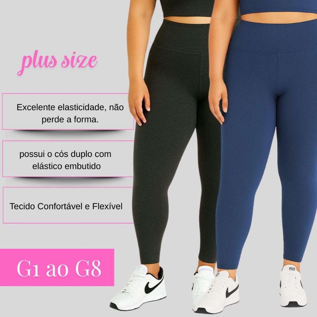 Calça Legging Plus Size Fitness Feminina Suplex Premium