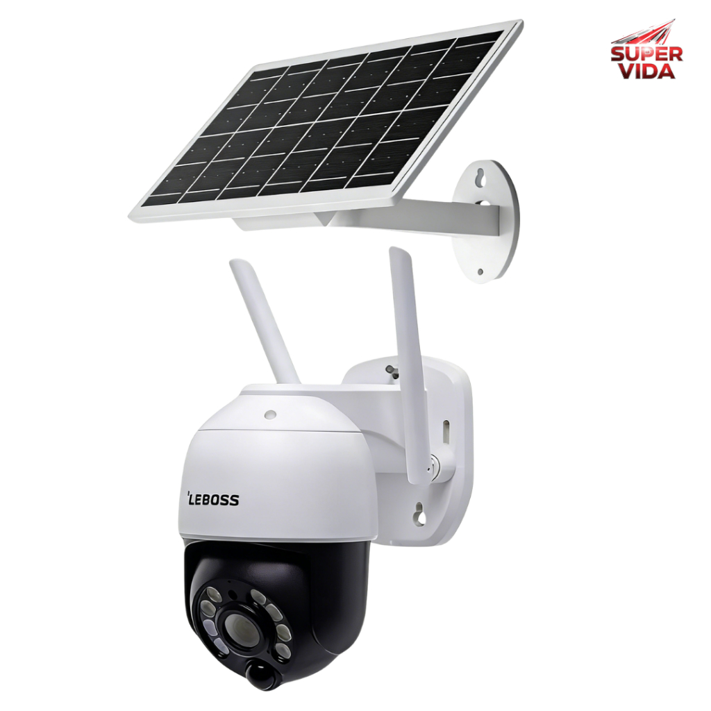 Câmera De Segurança Solar Leboss 5MP Wi-Fi Visão Noturna Colorida IP66 Externa
