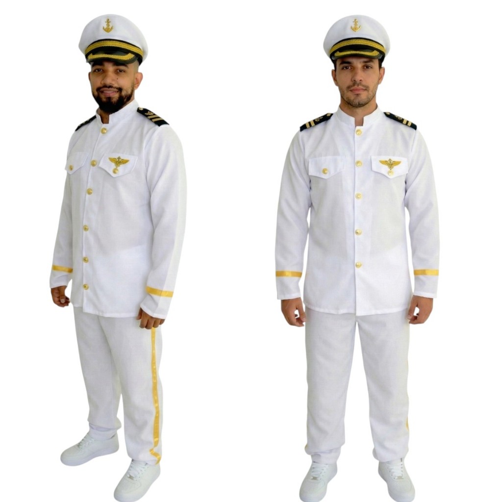 Fantasia Marinheiro Navio Comandante Naval + Quepe -  Adulto