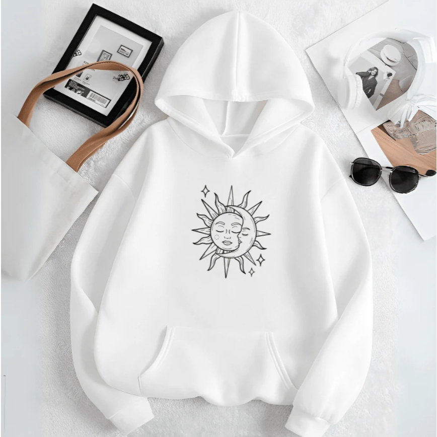 Moletom Blusa de Frio Quentinha Flanelada Sol e Lua Lançamento Tendência