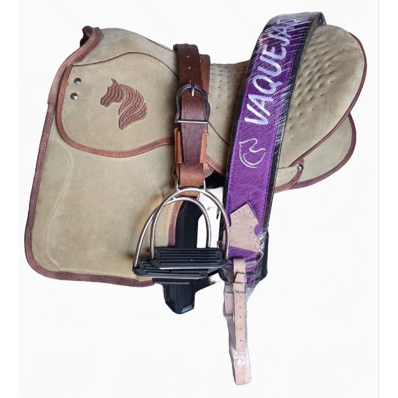 Sela vaquejada + Loro + conjunto cavalo semi profissional 16 pol. montaria selote