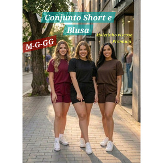 Conjunto Feminino Short e Blusa, Conjunto Moletinho Premium, Conjunto Short Elegante y Estiloso
