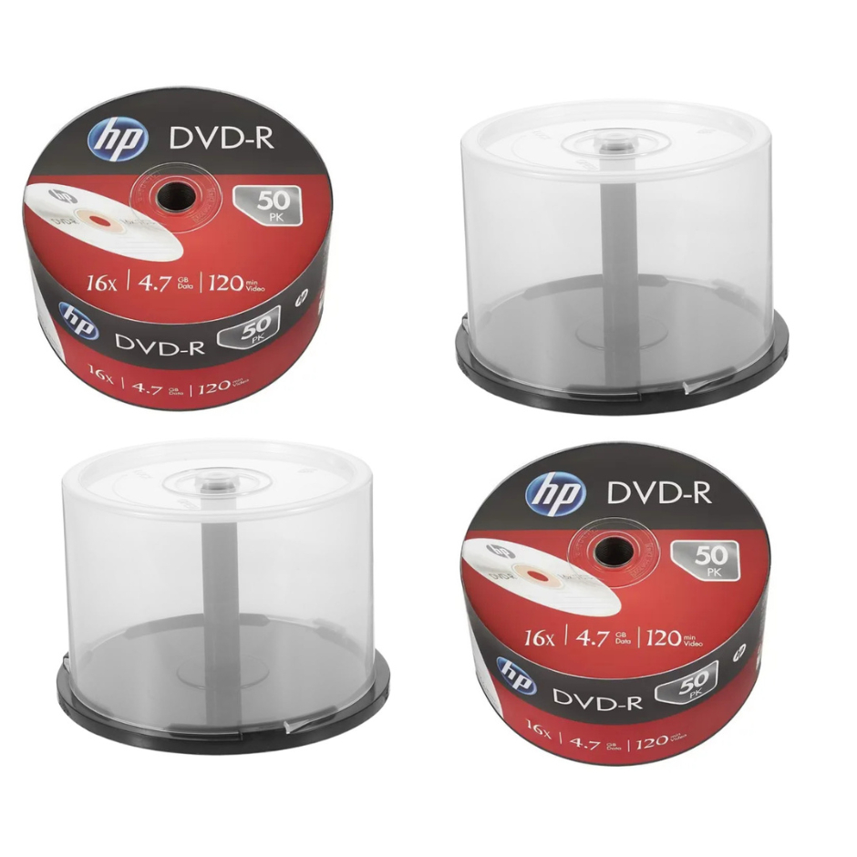 50 Unidades Dvd-r Virgem Hp Logo 4.7gb 120 Min Com Tubo