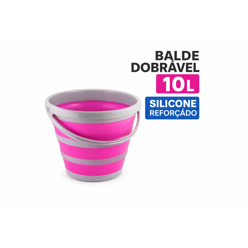 Balde Dobrável Retrátil 10L e 12 Litros Silicone Original Multiuso Portátil