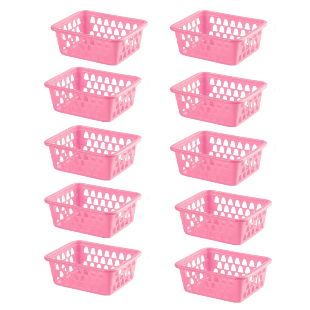Kit 10 Cestos Organizador Multiuso Cestinho Gaveta Rosa em Oferta na Shopee