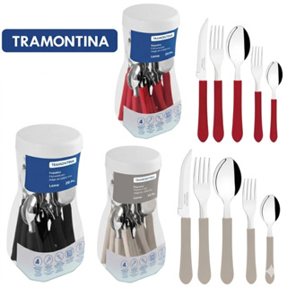 Faqueiro Tramontina Original Leme com Lâminas em Aço Inox e Cabos de Polipropileno Vermelho e Preto 20 Peças em Oferta na Shopee