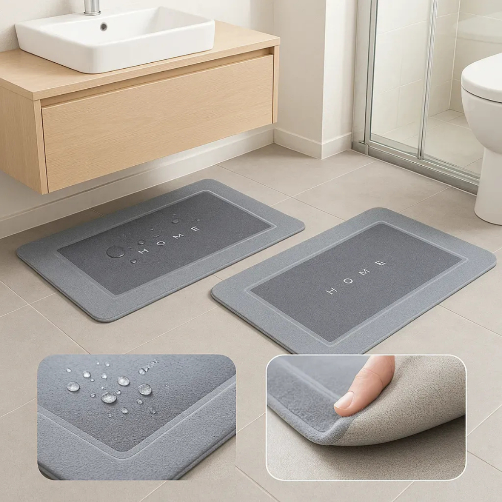 Tapete Absorvente Antiderrapante 38x58cm Secagem Rápida Para Banheiro Cozinha e Porta