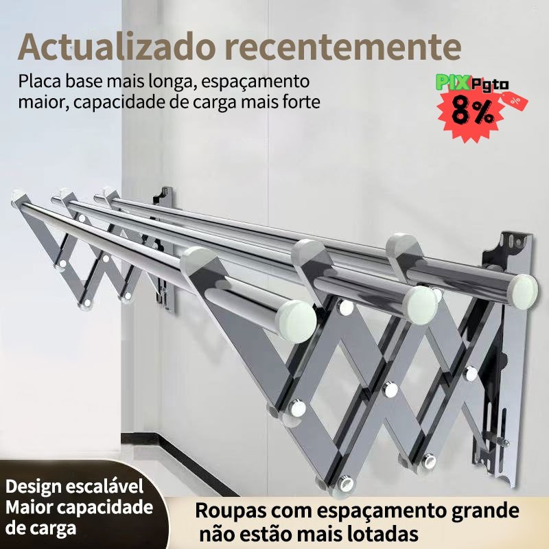 Varal Portátil Para Apartamento Secador De Roupas Prático e Retrátil Para Janela e Parede
