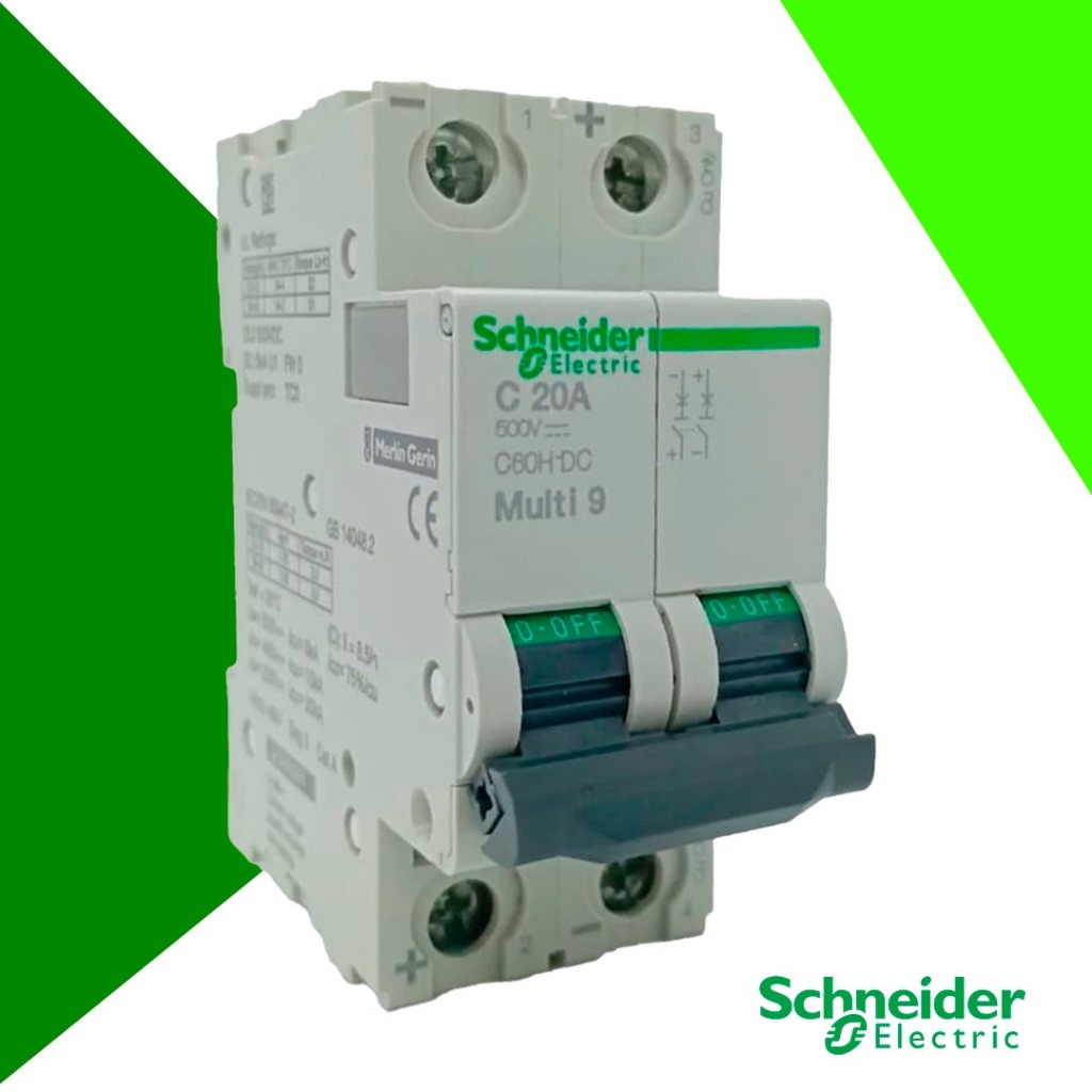 Schneider C60H-DC Disjuntor Bipolar 20a Corrente Continua 500v