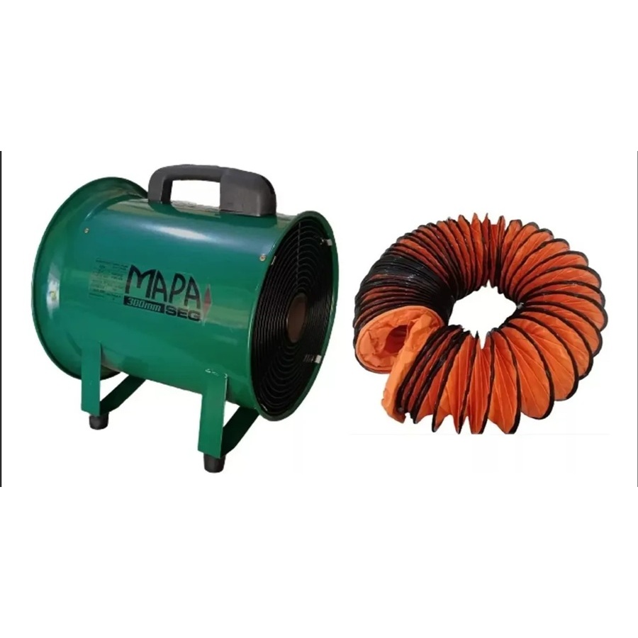 Exaustor Espaço Confinado 300mm Mapaseg + Duto Pvc 10mts