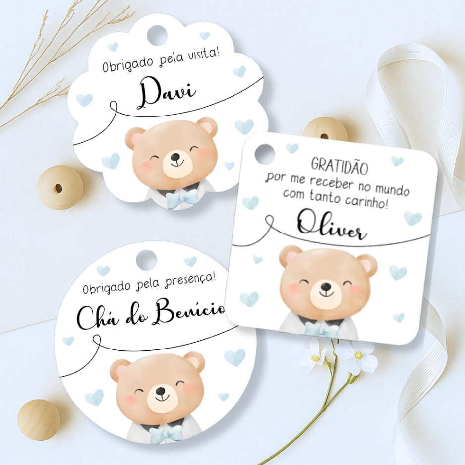 Tag Agradecimento Ursinho Azul Claro - Lembrancinha Saída Maternidade Menino Chá de Bebê em Oferta na Shopee