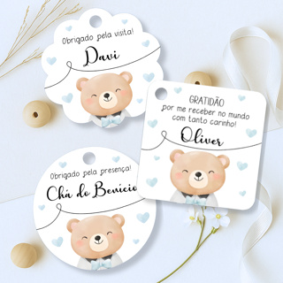 Tag Agradecimento Ursinho Azul Claro - Lembrancinha Saída Maternidade Menino Chá de Bebê em Oferta na Shopee