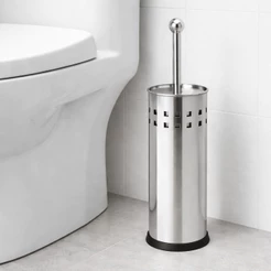Escova Sanitária Inox com Suporte Aço Inoxidável Ventilado Antiferrugem Banheiro