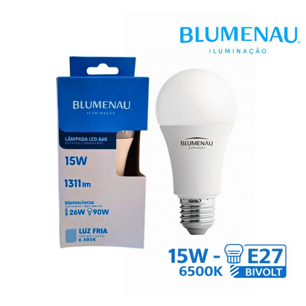 Lâmpada Led Bulbo 15w 6500k Branco Frio Bivolt 127-220V Luz Fria Ilumina Aconchegante Econômica