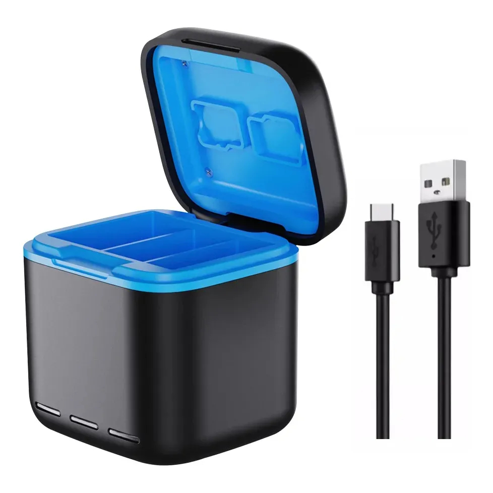 Cabo Carregador Bateria Gopro Hero 13 Triplo Carrega Rápido USB-A/USB-C em Oferta na Shopee