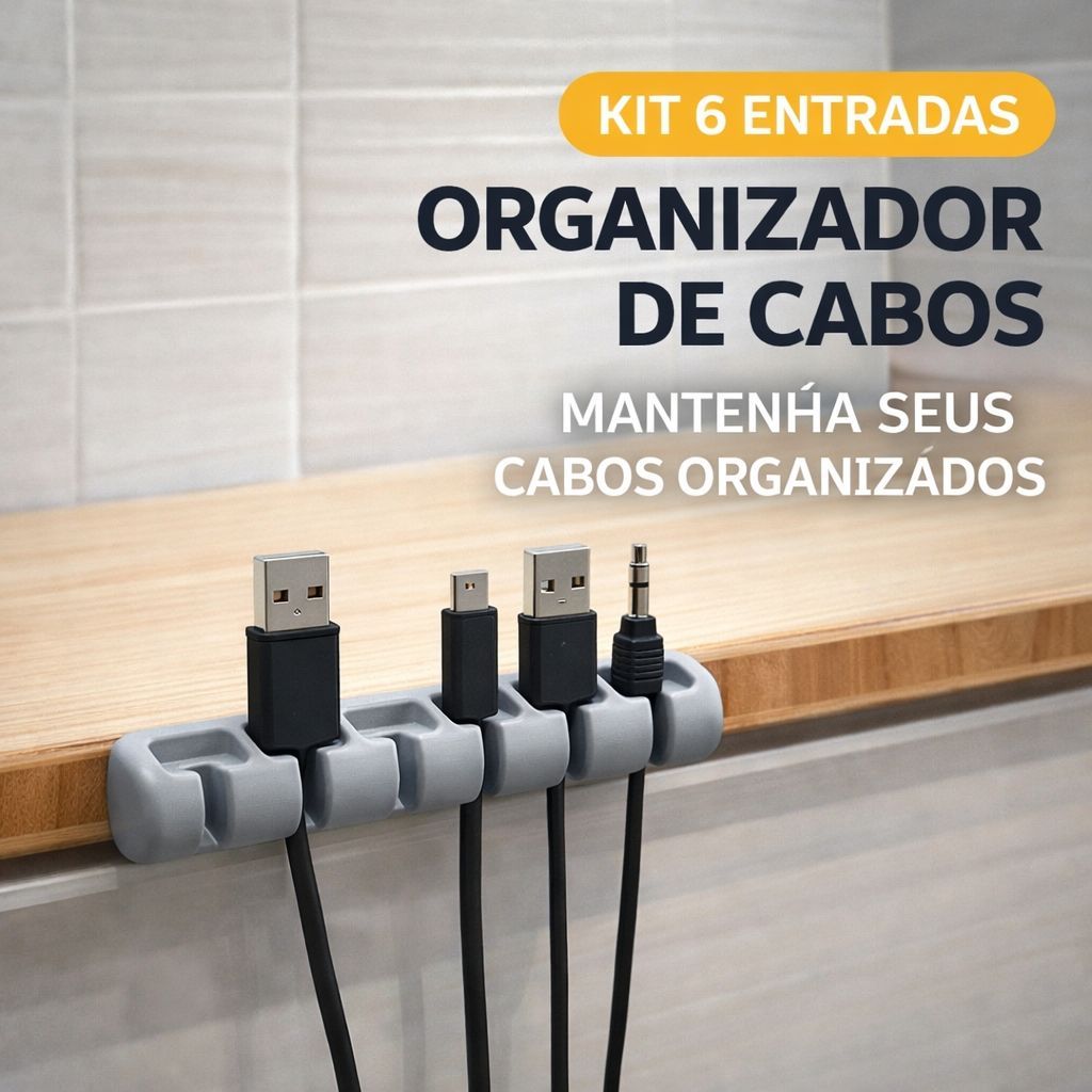 Organizador de Cabos Mesa 6 Entradas Suporte Fio Carregador Organizador de Cabos USB em Oferta na Shopee