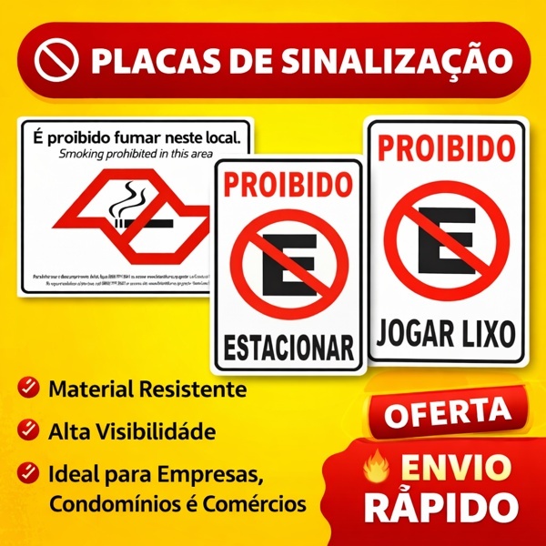 Placa De Sinalização Proibido Estacionar Jogar Lixo Fumar 30x20 Ecom IA - S-233/1 F9e Resistentes em Oferta na Shopee