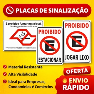 Placa De Sinalização Proibido Estacionar Jogar Lixo Fumar 30x20 Ecom IA - S-233/1 F9e Resistentes em Oferta na Shopee