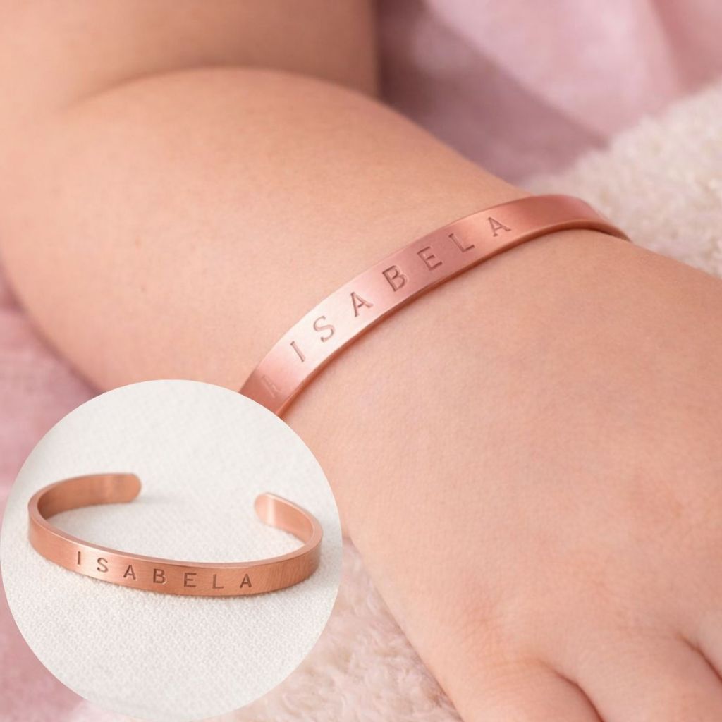 Pulseira Infantil 12cm de Cobre com gravação de nome