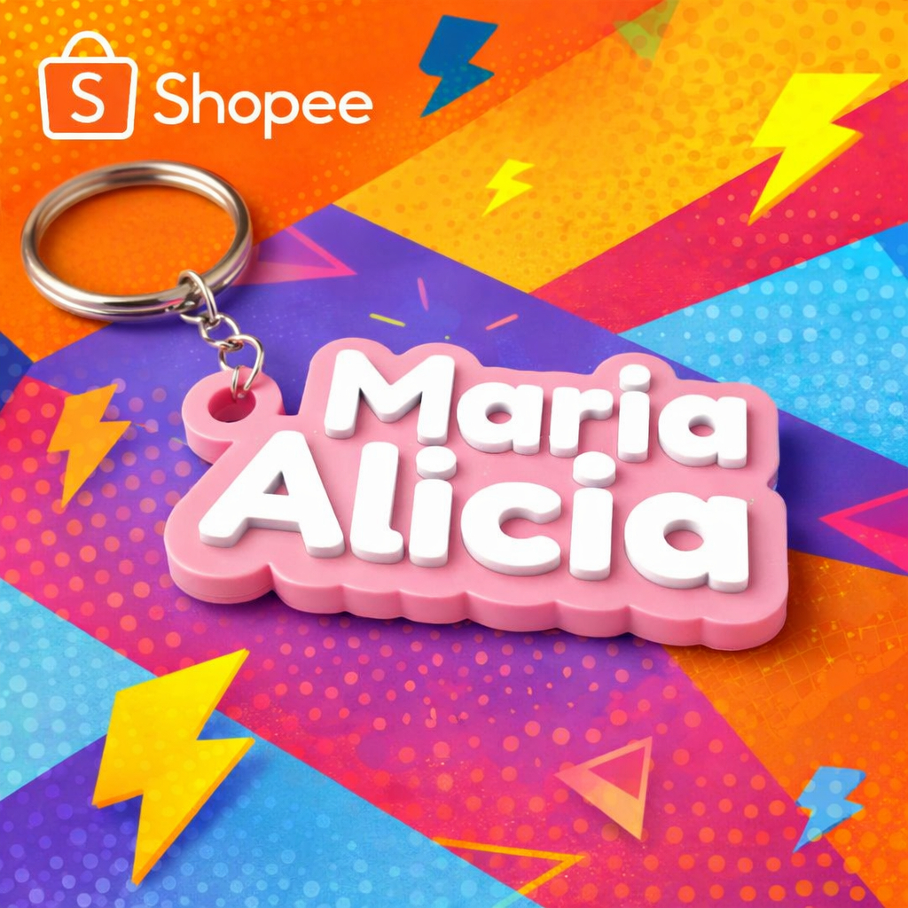 Chaveiro Personalizado com Nome 3D Grande | Identificador de Mochila Escolar | Volta às Aulas | Nome Composto