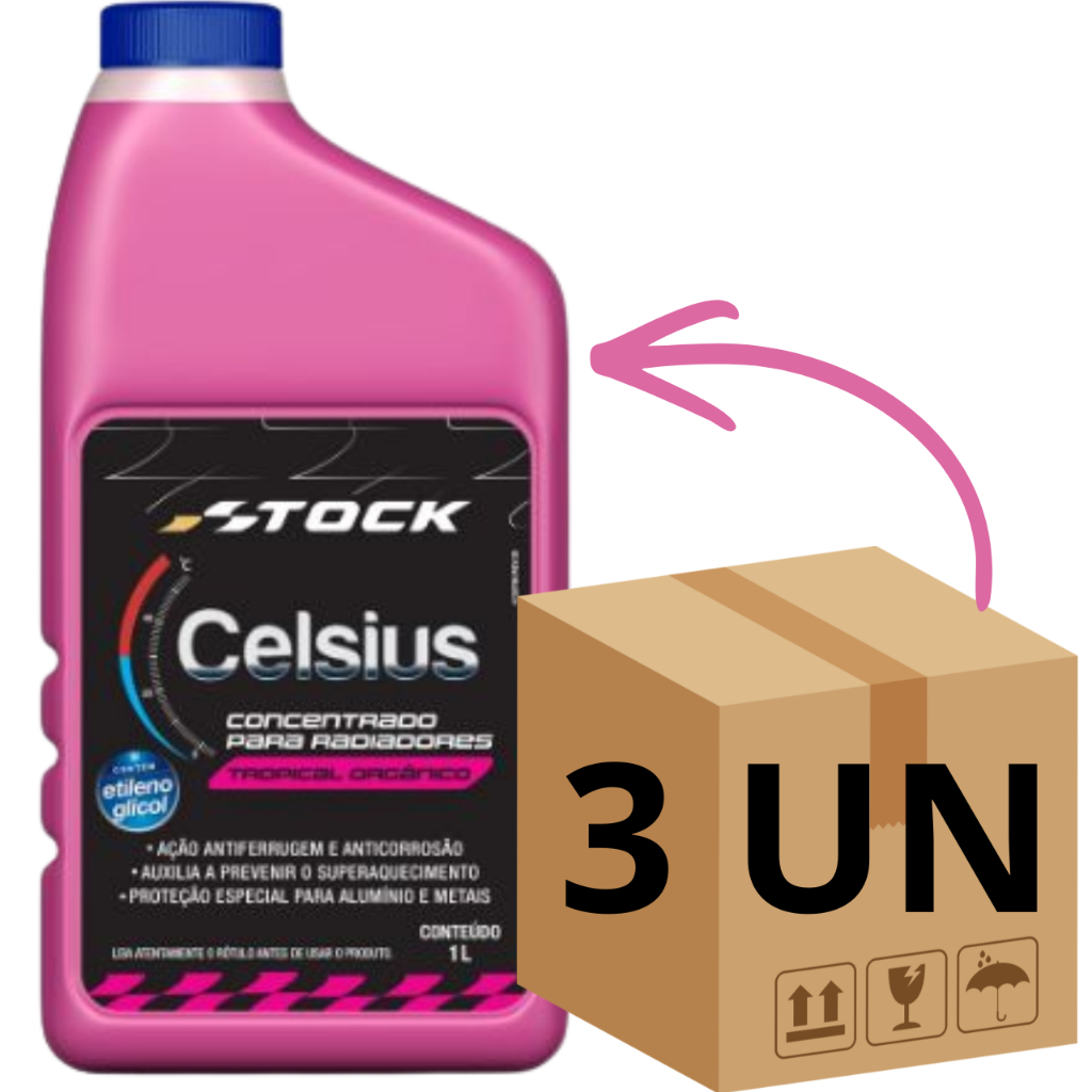 Kit 3 Litros De Aditivo Rosa Para Radiador Celsius Rosa 3 Un Rosa Agua Rosa Arre
