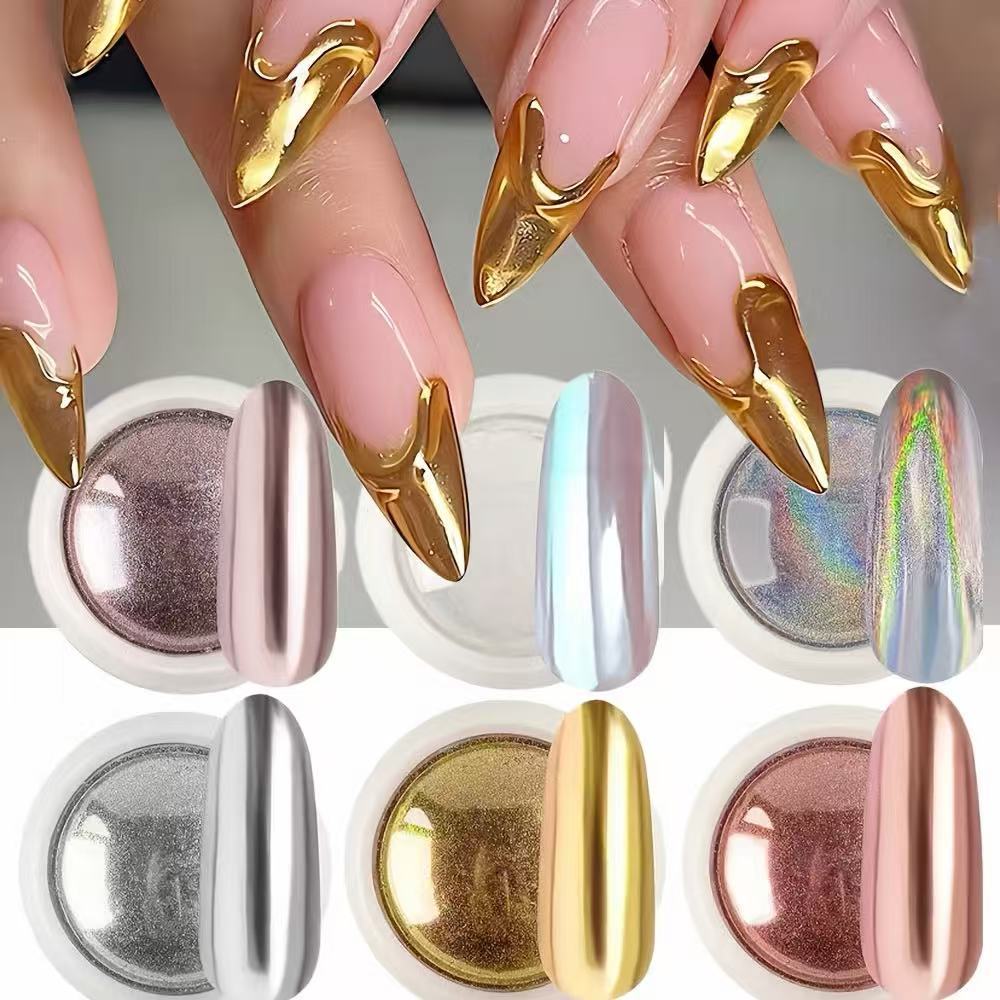 Kit 6 Pó Cromo Metalizado Unhas Cromado Decoração em Oferta na Shopee