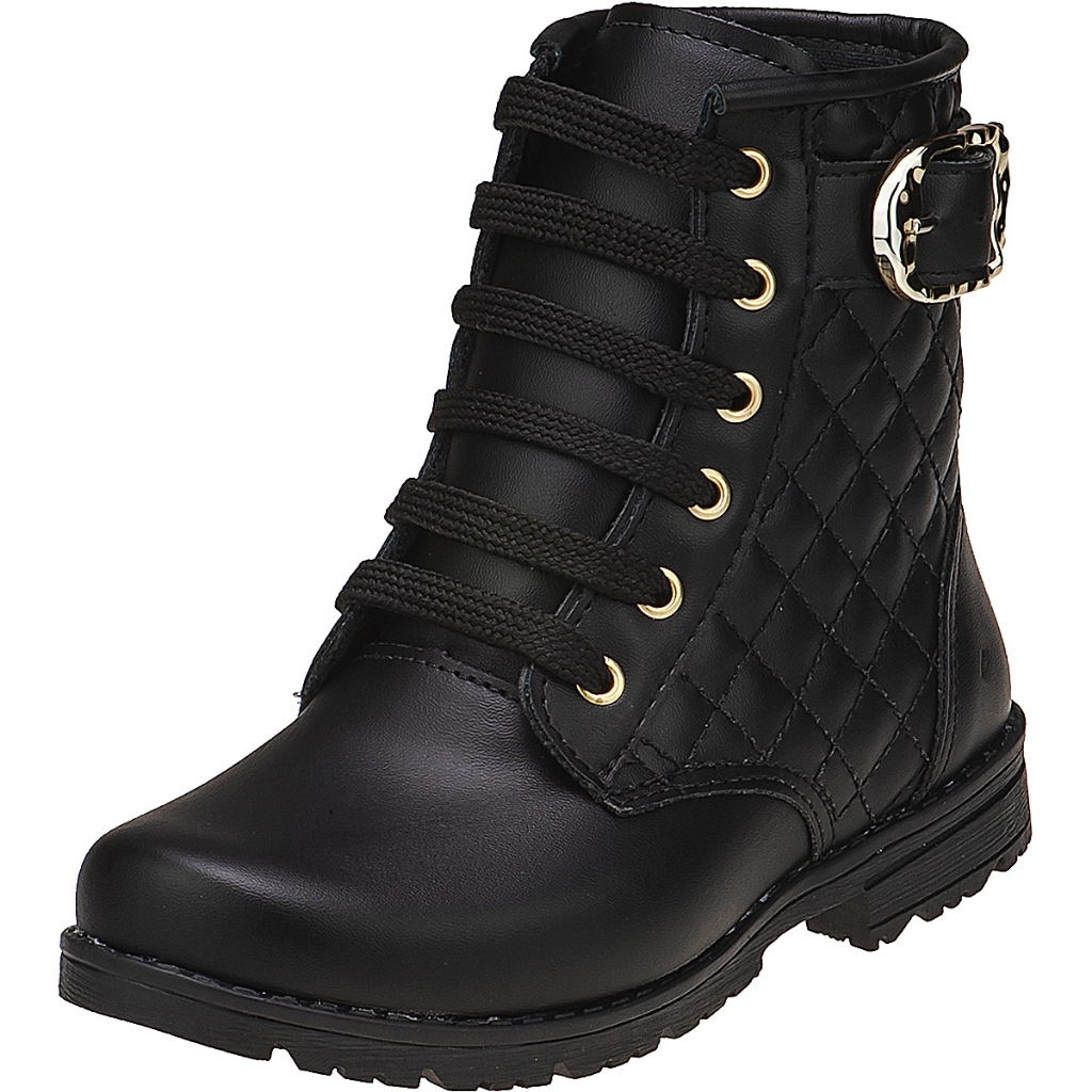 Bota Coturno Infantil Stilo Rosê Conforto Fivela Verniz-2143