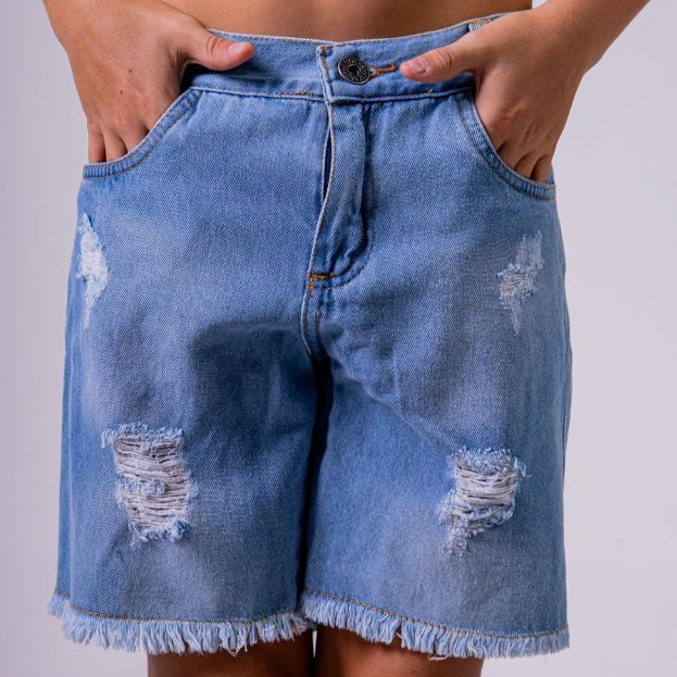 Bermuda Jeans infantil e Juvenil Destroyed Masculino Jeans 02 ao 16