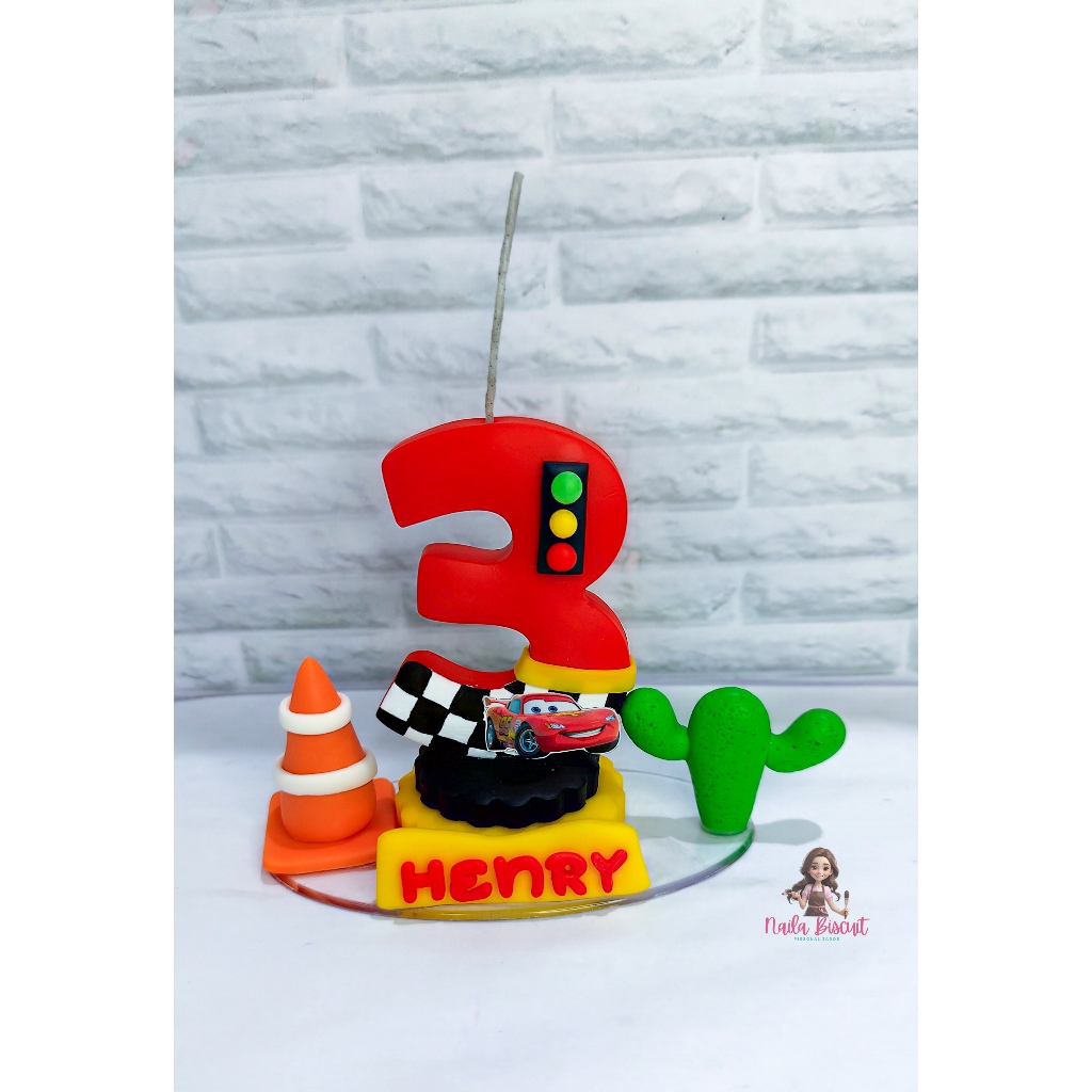 Vela Carros Relâmpago Mcqueen em biscuit / Tema Relâmpago Mcqueen / Aniversario Carros