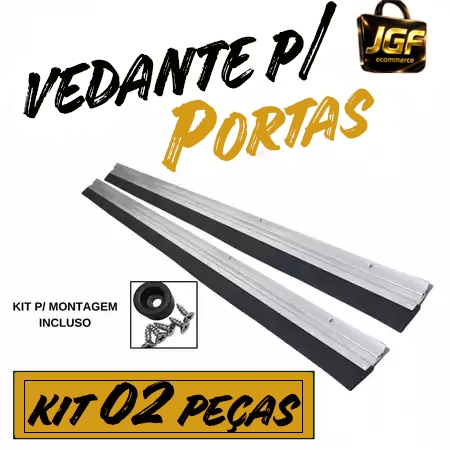 Vedante Porta 80cm Kit com 2 Peças Rodinho Veda Porta em Alumínio