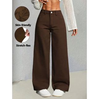 calça jeans feminina wide leg tecnologia empina bumbum e cintura alta de melhor qualidade super tendencia em Oferta na Shopee
