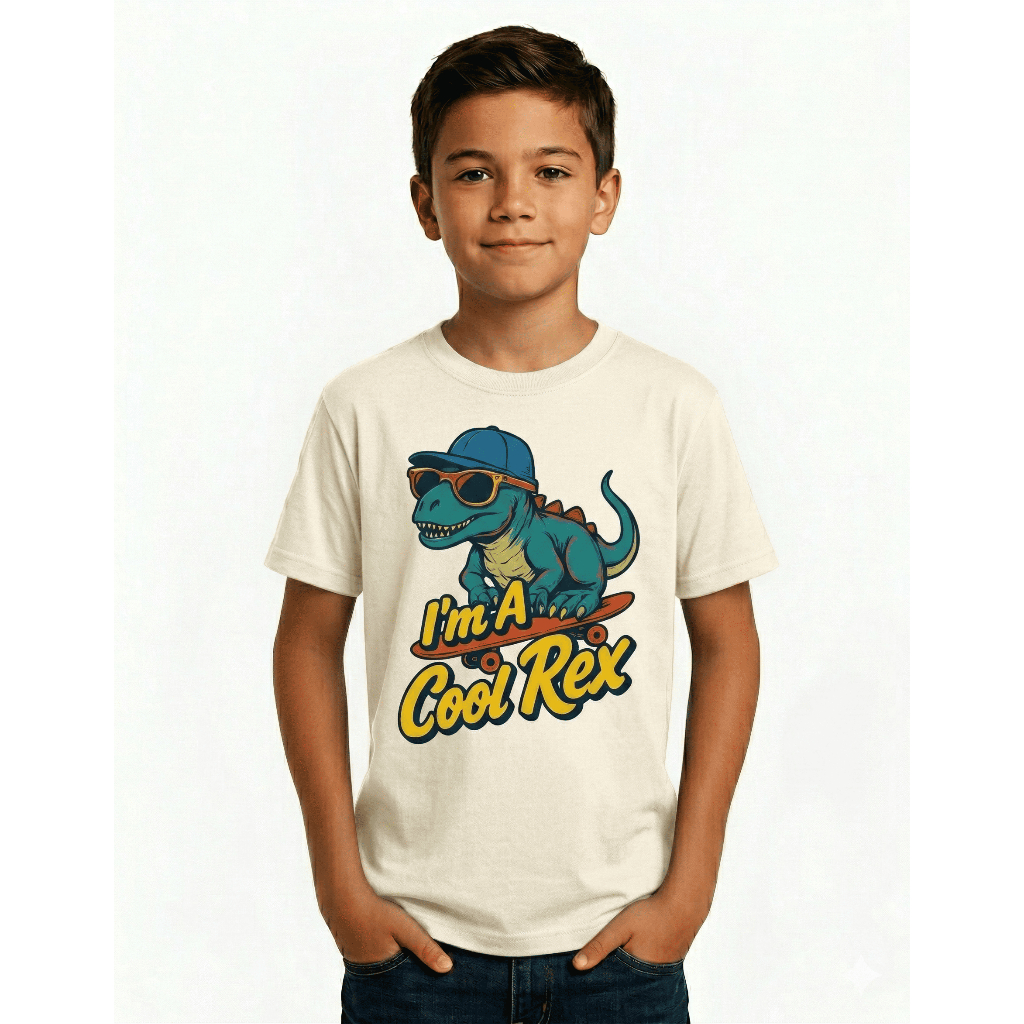 Camiseta Algodão Dinossauro Infantil Camisa T Rex Dia Dia Estampada