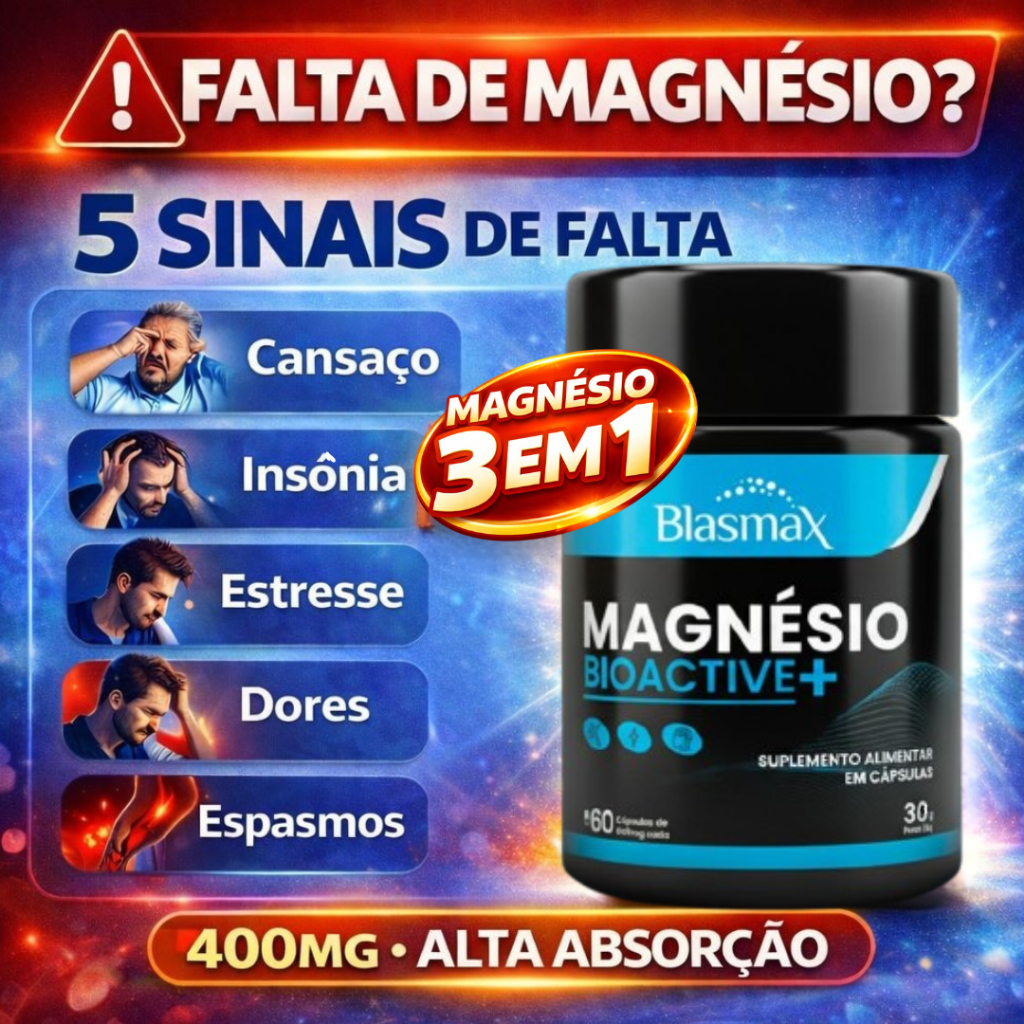 Magnésio 3 em 1 Completo | Treonato + Dimalato + Quelato | Alta Absorção | 400mg por Dose – Blasmax em Oferta na Shopee