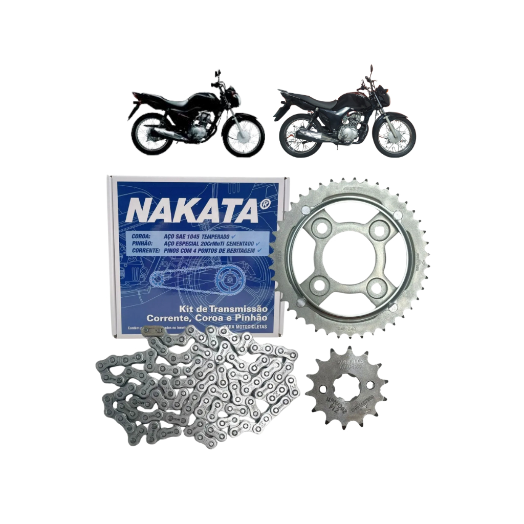 Kit Relação Transmissão CG Fan 125 2009 2010 2011 2012 2013 Original Nakata em Oferta na Shopee