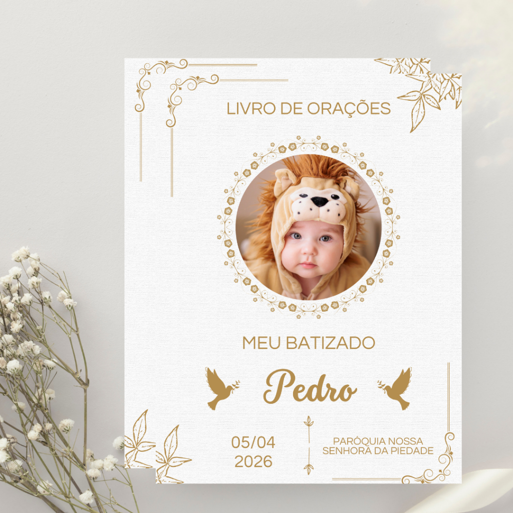 KIT 15 LIVROS DE ORAÇÃO PERSONALIZADOS PARA BATIZADO