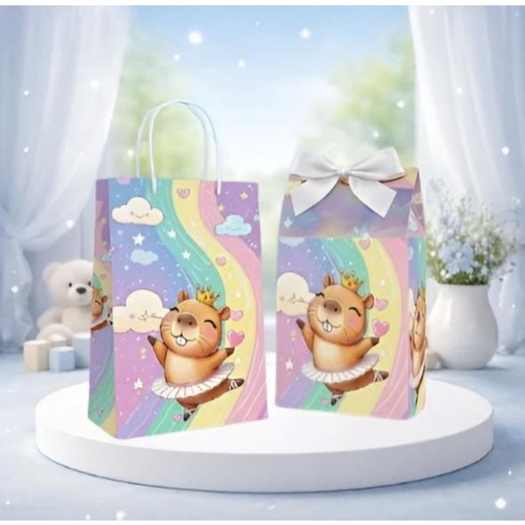 Manancial ateliê - Sacolinha Surpresa e Caixinha Milk Personalizada da Capivara - Lembrancinhas
