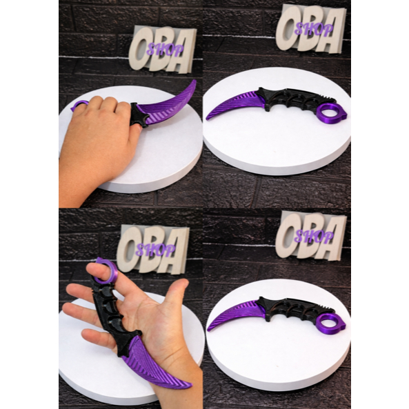 Faca Karambit 20cm – Decoração Gamer e Colecionável Roxo