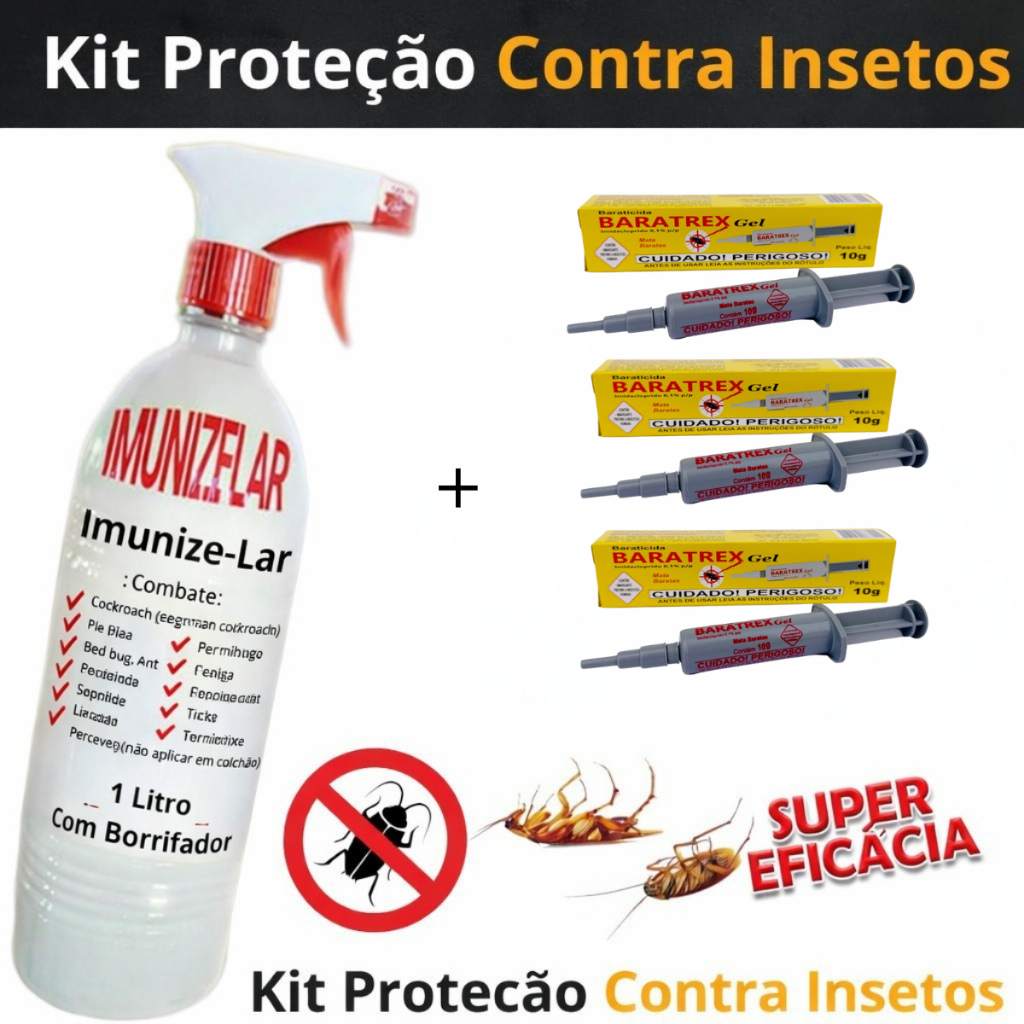 Kit Combate Insetos - Imunizelar + 3 Seringas Baratrex, Contra insetos e Barata Francesinha em Oferta na Shopee