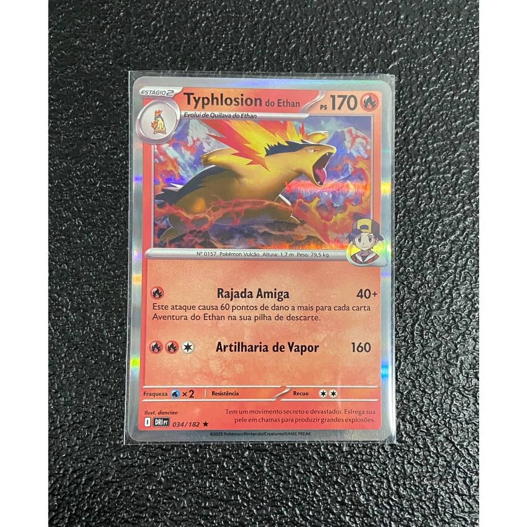 Carta Typhlosion foil 034/182 em Português + 5 cartas brilhantes aleatórias diferentes
