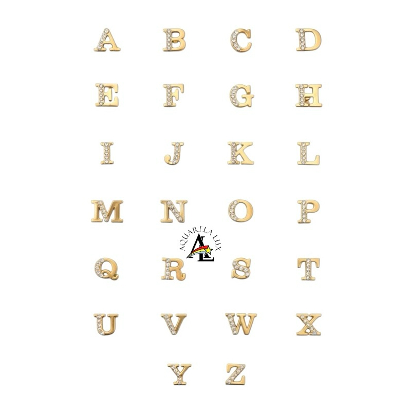 Kit 10 Pingentes Letras Douradas com Strass para Chinelo  – Pingente Enfeite Luxo