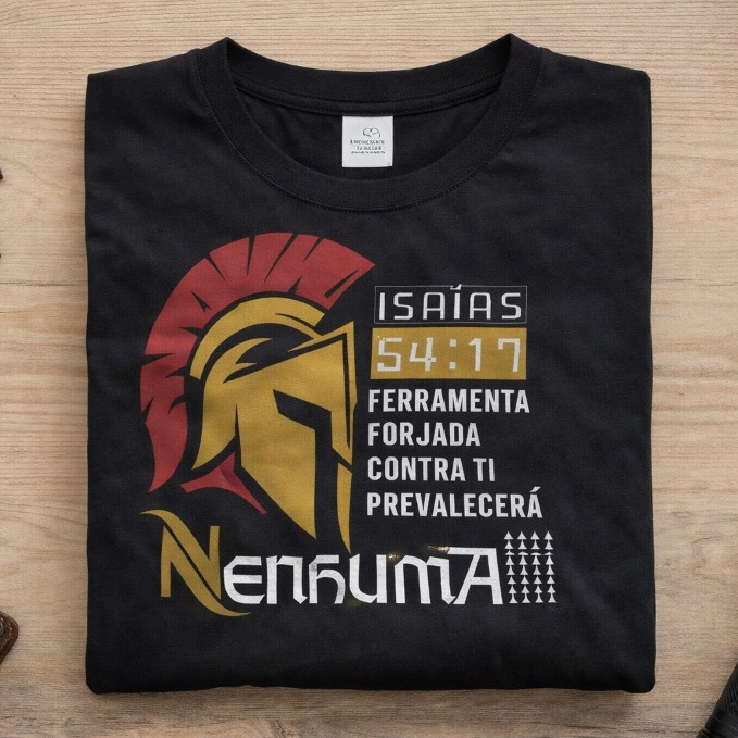Camiseta Cristã Isaías 54:17 Nenhuma Ferramenta Forjada Contra Ti Prevalecerá Camiseta Gospel Unissex
