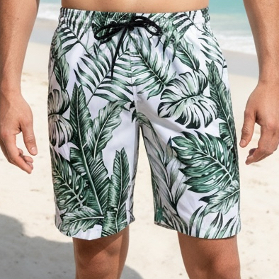 Shorts Masculino Mauricinho Tactel Com Elastano Premium, Liso e Estampado, Com 3 Bolsos, Praia Verão