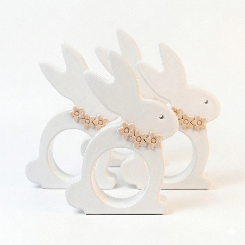 Kit 4 ou 6 Porta Guardanapo Argola Mesa Posta Páscoa Coelho em Oferta na Shopee