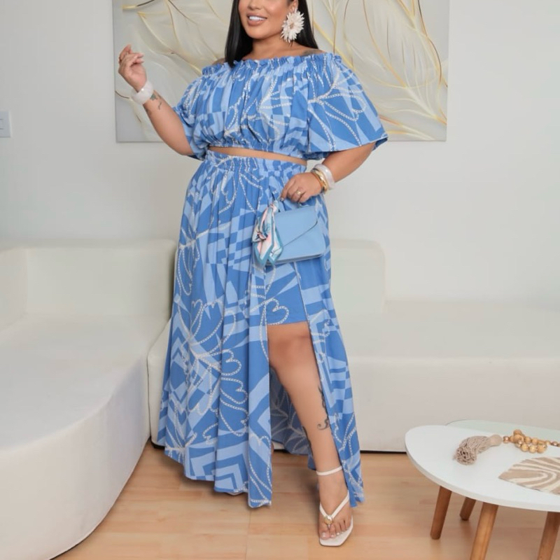 Conjunto plus size saia com fenda short por baixo e cropped G2 G3 I Alicia em Oferta na Shopee